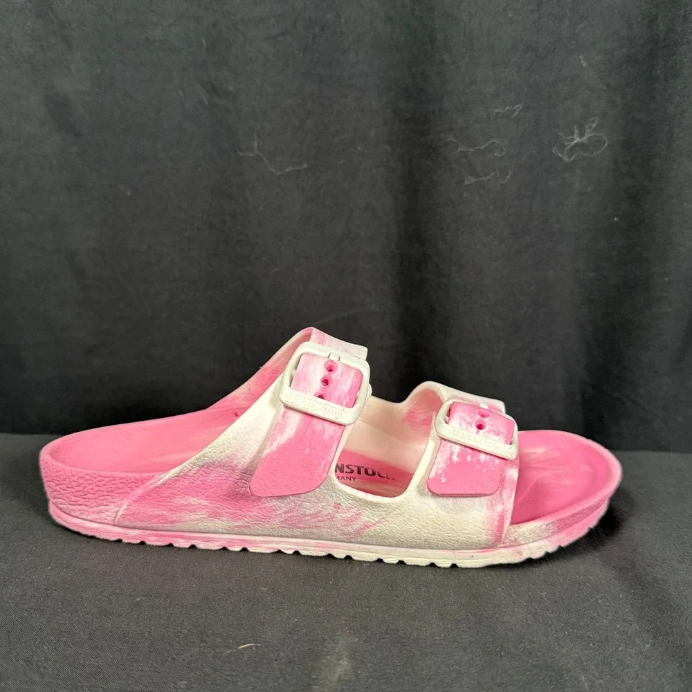 Birkenstock Arizona EVA Youth Sandals Candy Pink White Marble Slides Size 32